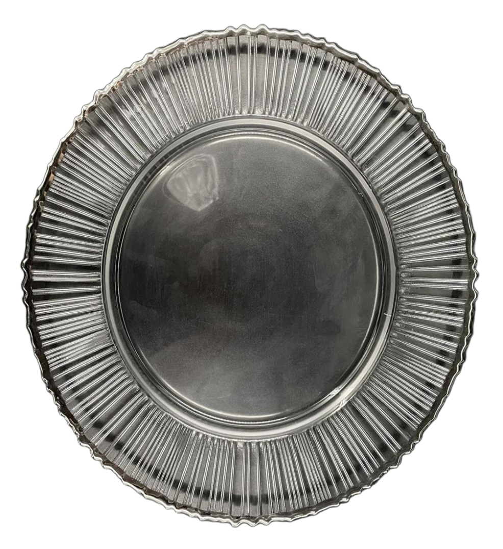 Silver Crest Glass Charger Plate 13"