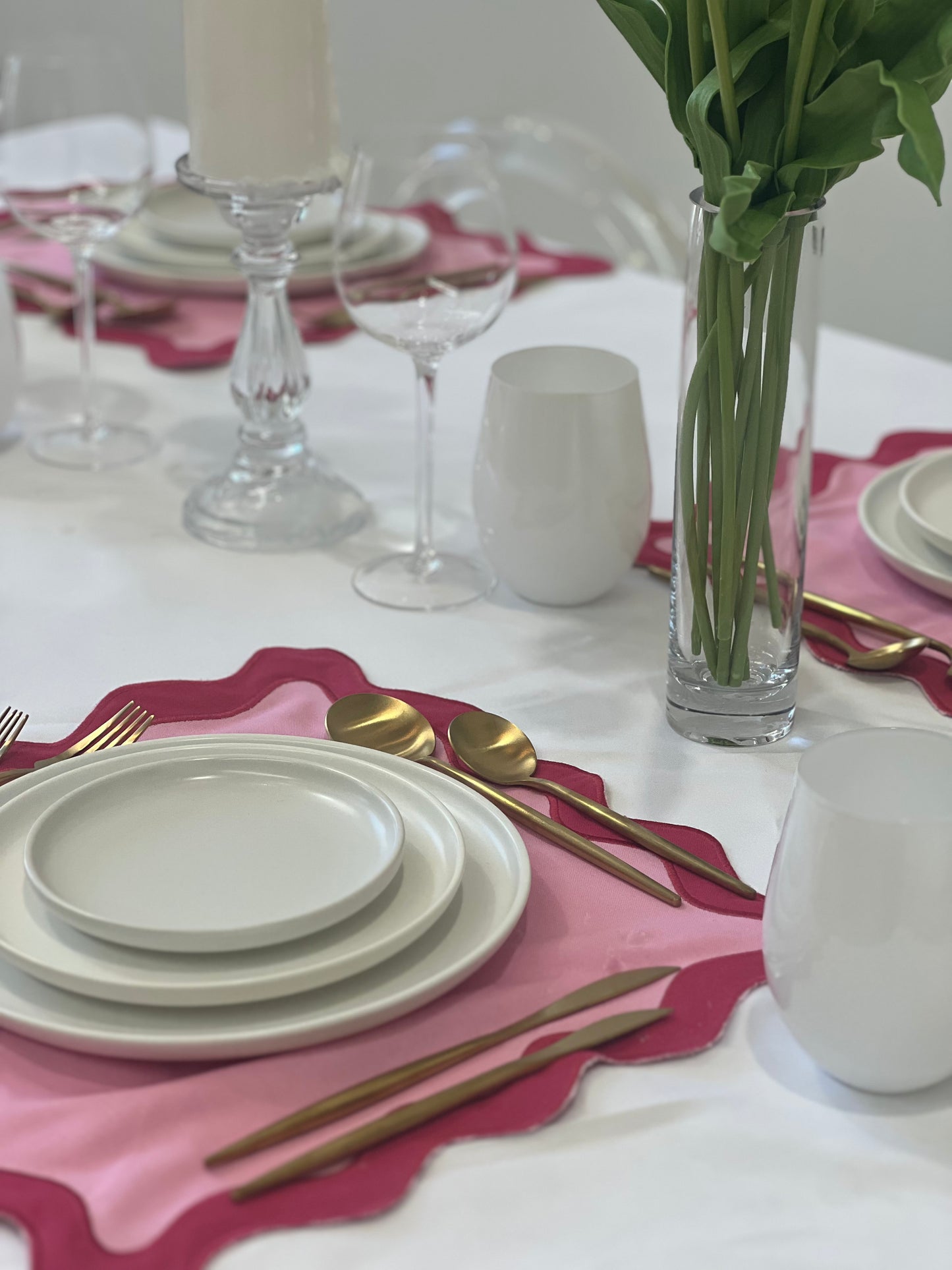 Rosy Wave Blossom Embroidered Napkin