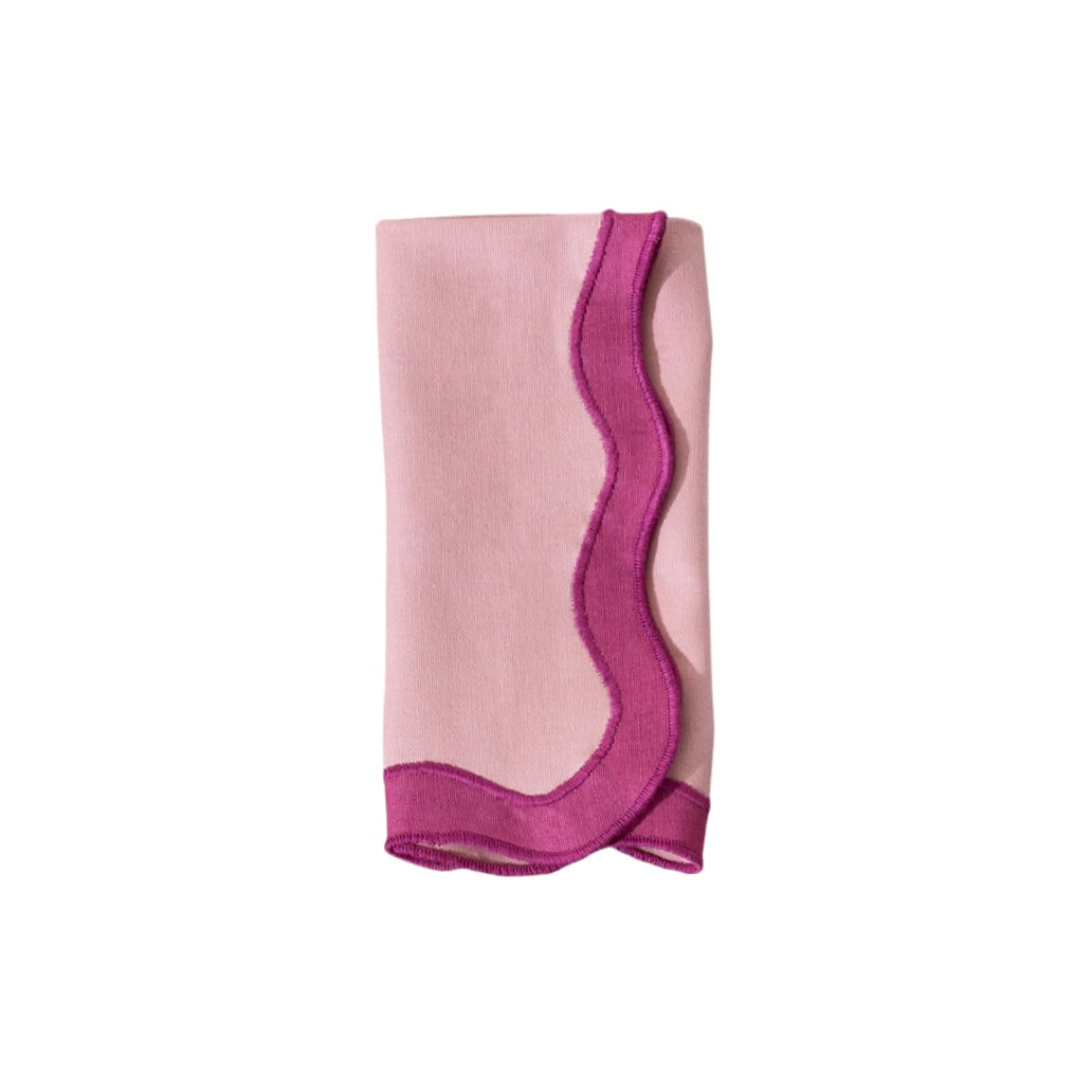 Rosy Wave Blossom Embroidered Napkin
